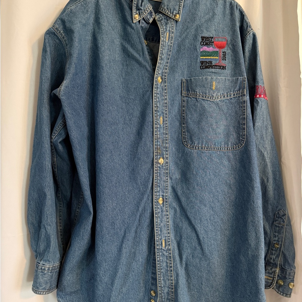 Vintage Lee Denim Shirt West Coast Wine Competition 2003 – Men’s L – 100% Cotton